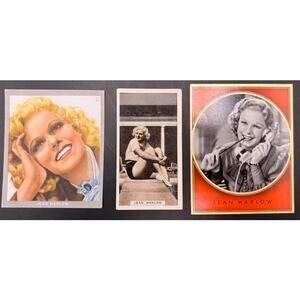 3 RARE German UK 1930s Jean Harlow Tobacco Cards Cigarette Cards Hollywood
